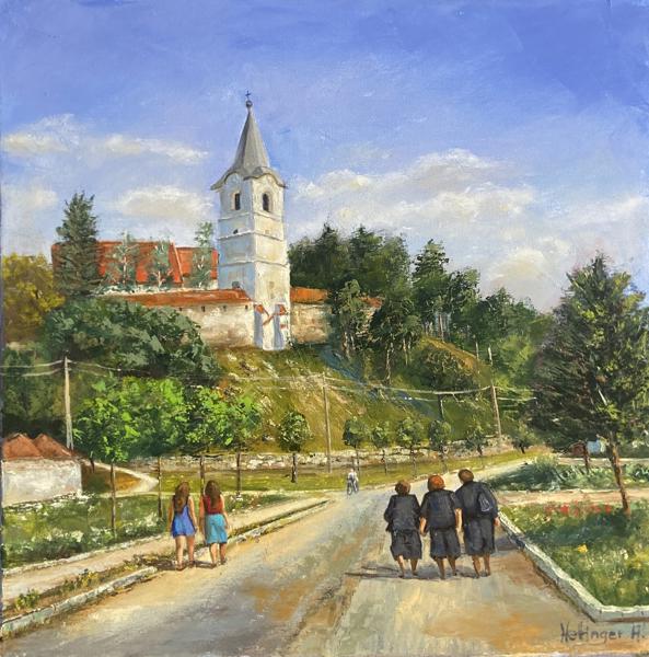 Karcfalvi emlék (50x50 cm)<br/>Olaj vaszon<br/><br/><button onclick='sendEmail()' style='background-color: #333; color: white; border: none; padding: 10px 20px; text-align: center; text-decoration: none; display: inline-block; font-size: 16px; margin: 4px 2px; cursor: pointer;'>Kapcsolatfelvétel</button>
