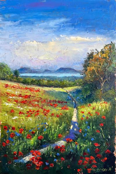 Pipacsos táj Balatonnal (60x40 cm)<br/>Olaj,, Falap<br/>A kép: 60 000 Ft<br/><br/><button onclick='sendEmail()' style='background-color: #333; color: white; border: none; padding: 10px 20px; text-align: center; text-decoration: none; display: inline-block; font-size: 16px; margin: 4px 2px; cursor: pointer;'>Kapcsolatfelvétel</button>