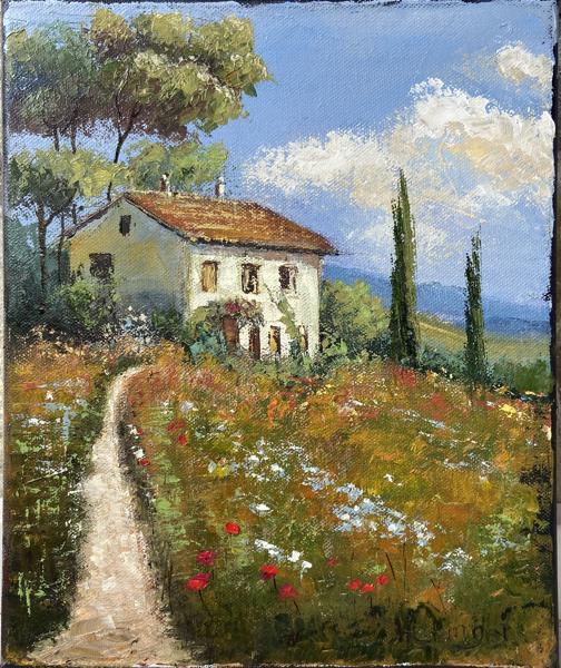 Toszkán ház (30x25 cm)<br/>Olaj, kasirozott vászon<br/>A kép: 30 000 Ft<br/><br/><button onclick='sendEmail()' style='background-color: #333; color: white; border: none; padding: 10px 20px; text-align: center; text-decoration: none; display: inline-block; font-size: 16px; margin: 4px 2px; cursor: pointer;'>Kapcsolatfelvétel</button>